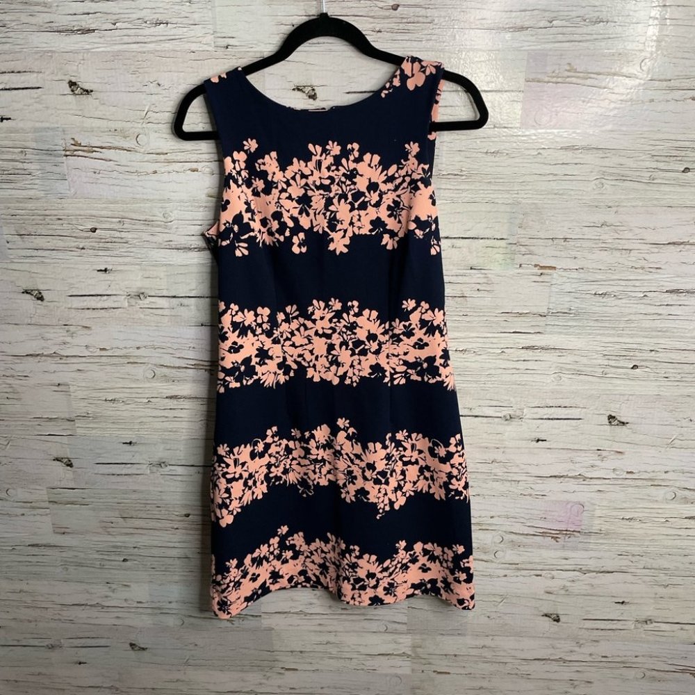 Banana Republic Navy and Peach Floral Midi Dress
